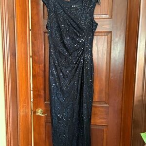 Leslie Fay Midnight Sequin Midi Dress